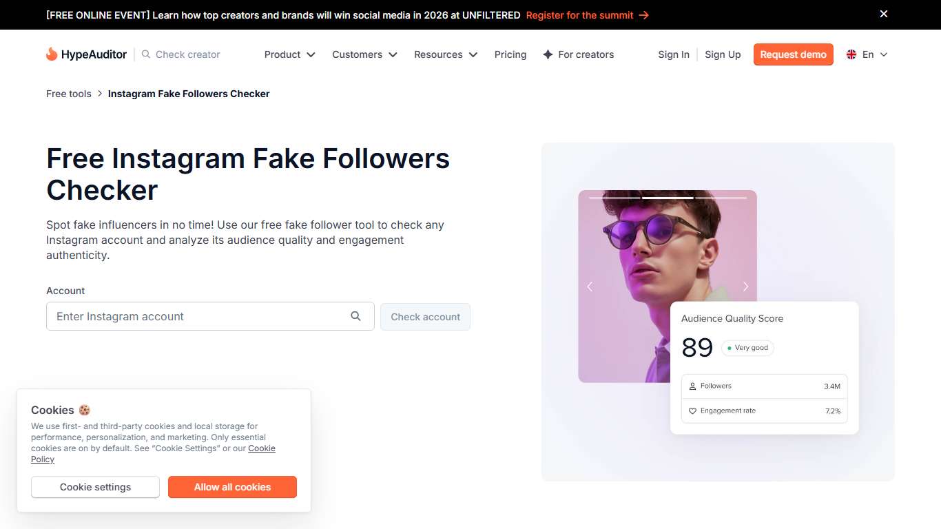 Free Instagram Fake Follower Checker Tool - HypeAuditor